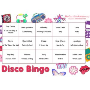 Disco Bingo Tickets - 2000's Theme